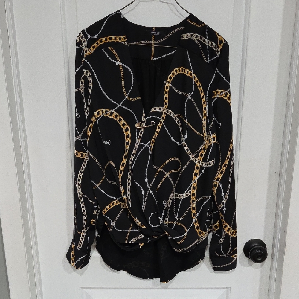 Guess Blouse with Gold and Silver Chain Design
